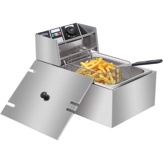 RUIHONG 2500W Electric Deep Fryer Stainless Steel Countertop Basket